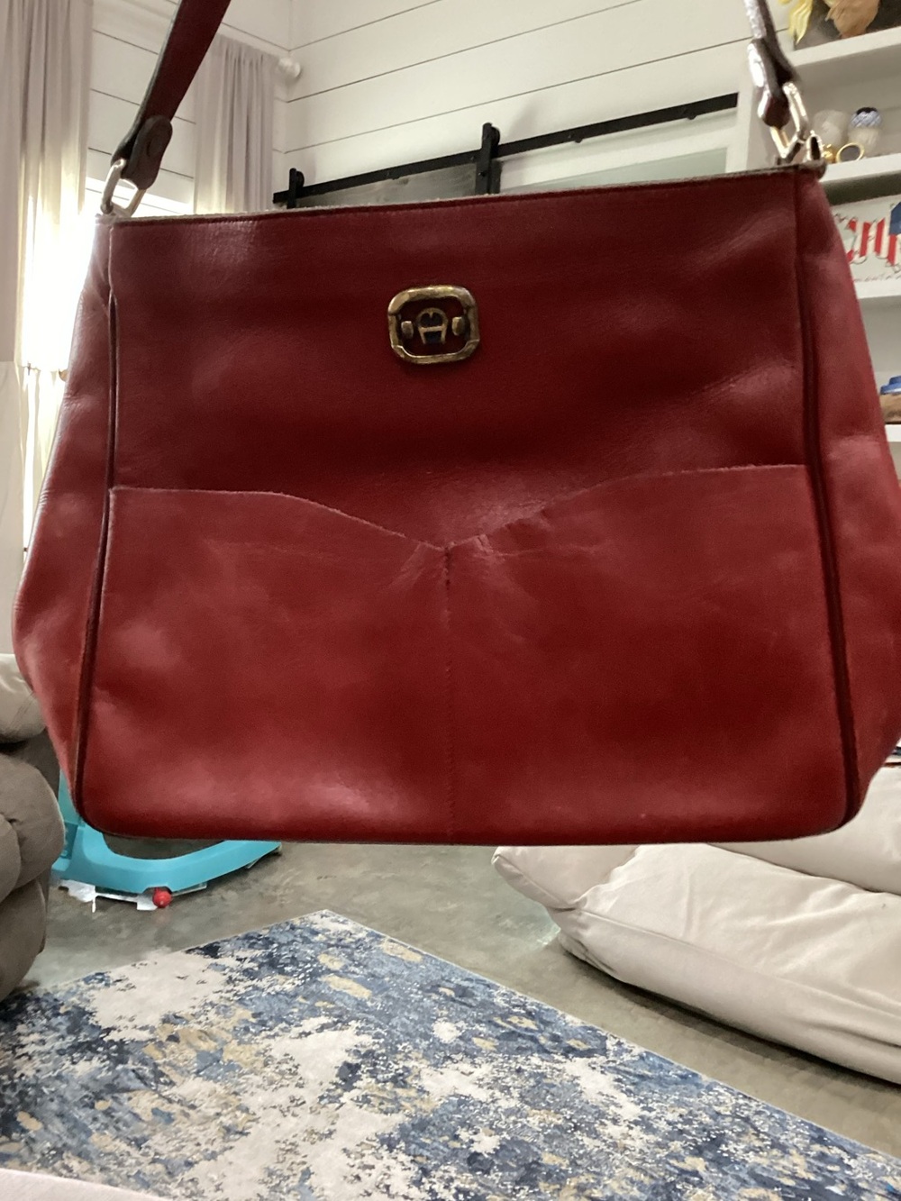 Vintage 1978 Aigner Maroon Leather Handbag - Classic Smooth Finish